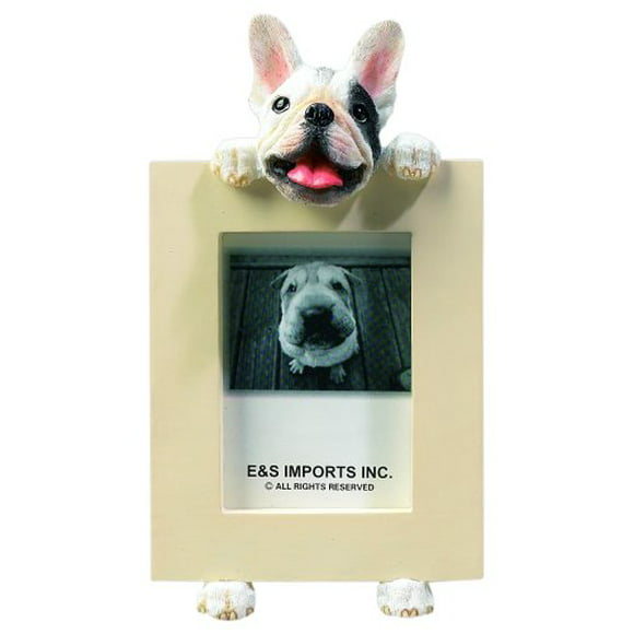 A Hand Painted Realistic Looking Bulldog Family Surrounding  Your Photo The Bulldog Picture Frame Is The Perfect Gift For This Beautifully Crafted Frame is A Unique Accent To Any Home or Office Bulldog Picture Frame Holds Your Favorite 3 x 5 Inch Photo 